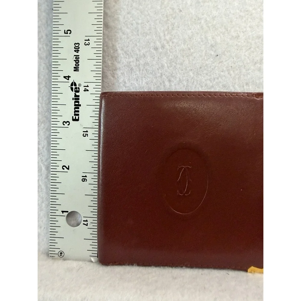 Cartier Bifold Wallet Pass Case Brown/Red Bordeaux Gold Hardware Men's